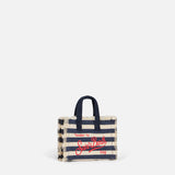 Canvas key holder with blue striped print
