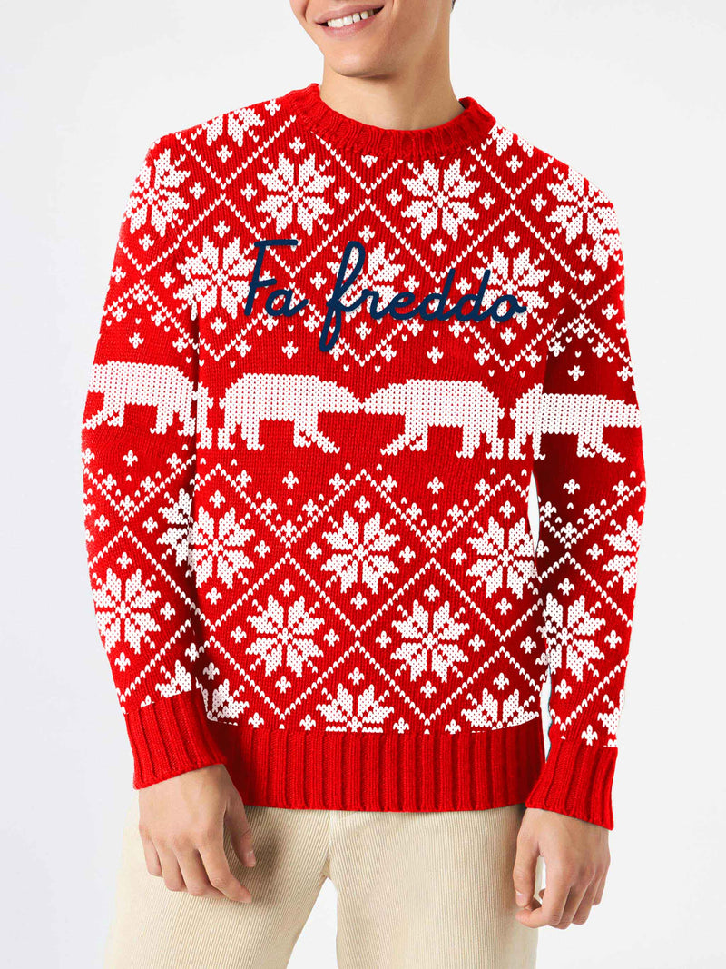 Man crewneck sweater with Fa freddo lettering