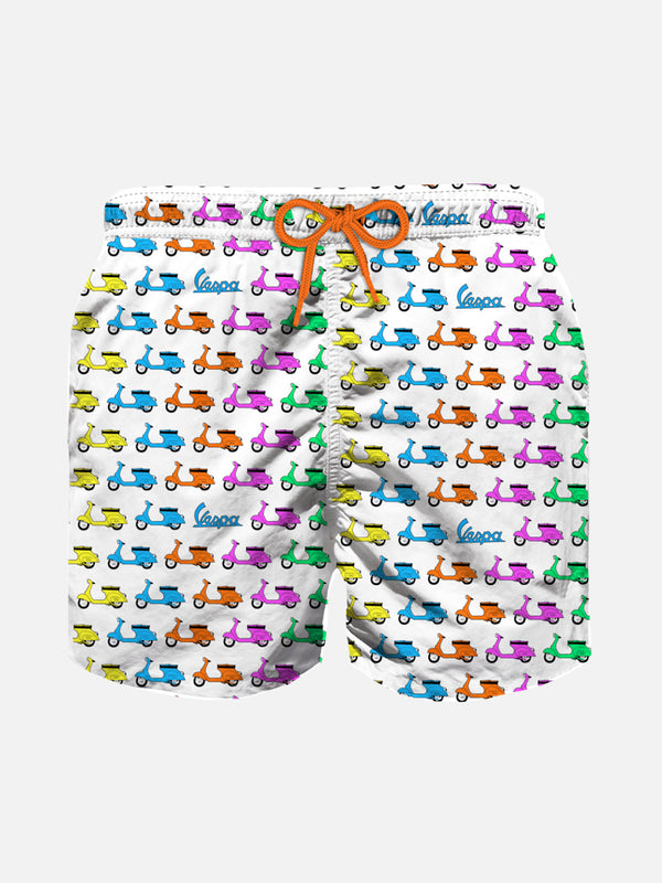 Boy light fabric swim shorts with Vespa print | VESPA® SPECIAL EDITION