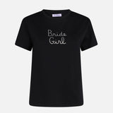 Damen-T-Shirt aus Baumwolle mit „Bride Girl“-Strassstickerei