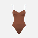 Woman underwired one piece swimsuit