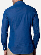 Blaues Pamplona-Hemd aus Denim-Baumwolle für Herren