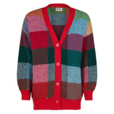 Woman brushed multicolor cardigan with rhinestones