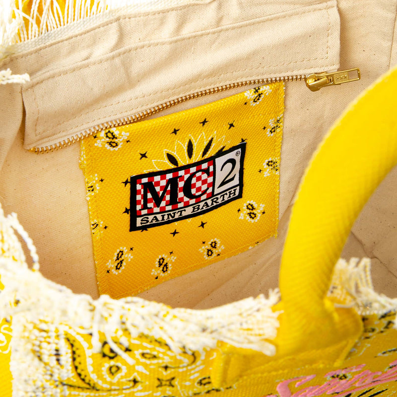 Colette canvas handbag with yellow bandanna print