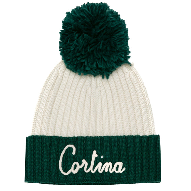Man hat with Cortina embroidery and pompon