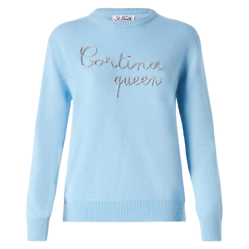 Woman sweater with Cortina Queen embroidery