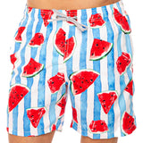 Mid-length swim shorts watermelon print
