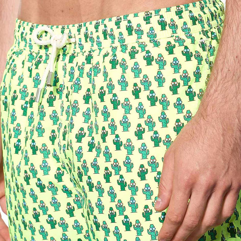 Light fabric man swim shorts cactus print