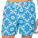 Light fabric man swim shorts maiolica print
