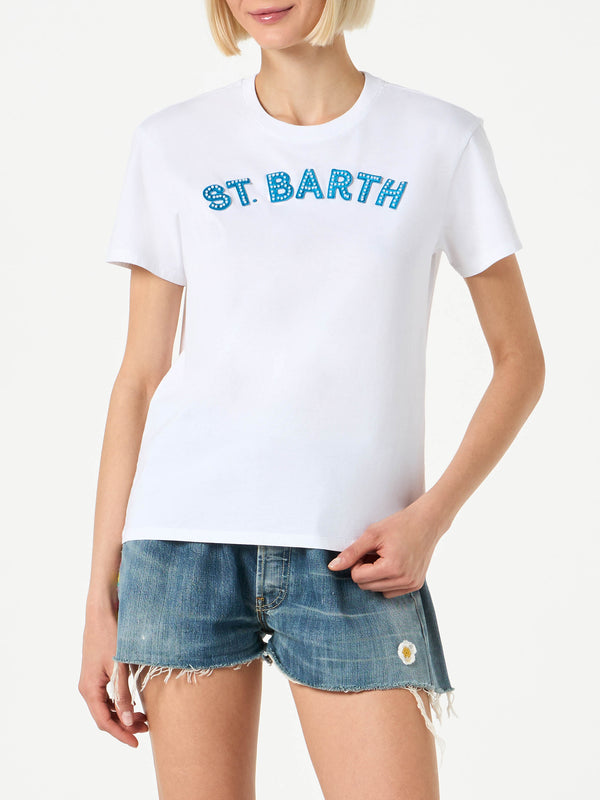 Woman cotton t-shirt with St. Barth patch