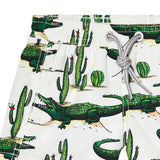 Boy swim shorts with crocodile and cactus print
