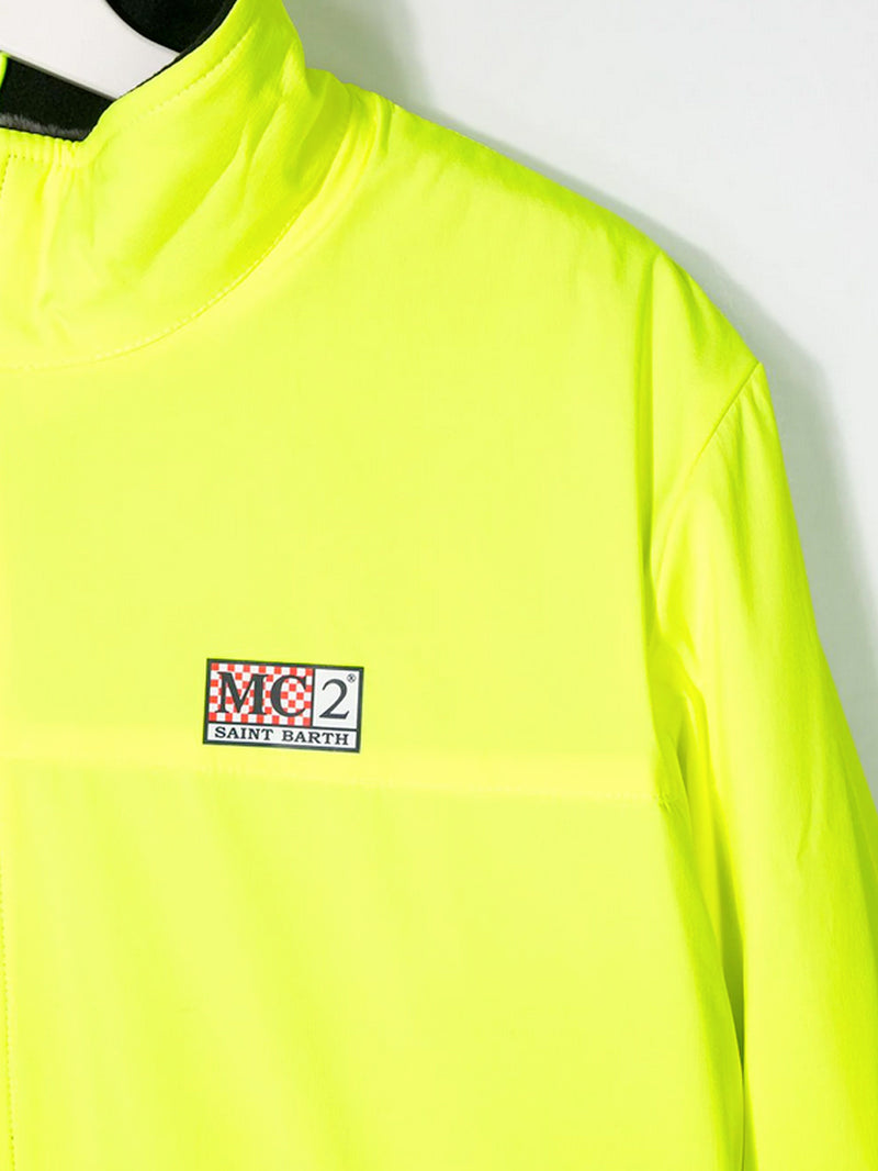 Boy fluo yellow bomber jacket with furry lining