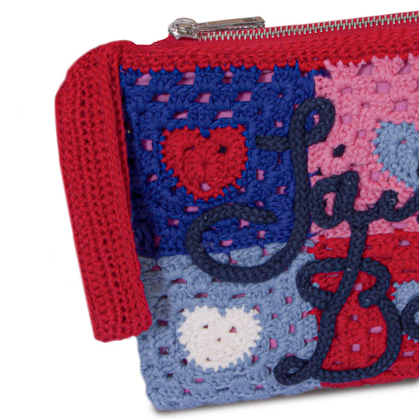 Parisienne crochet pochette with heart embroidery