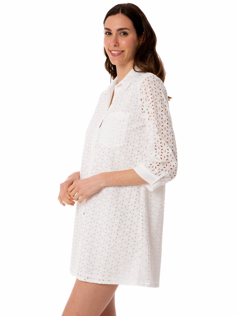 White woman long shirt with embrodery