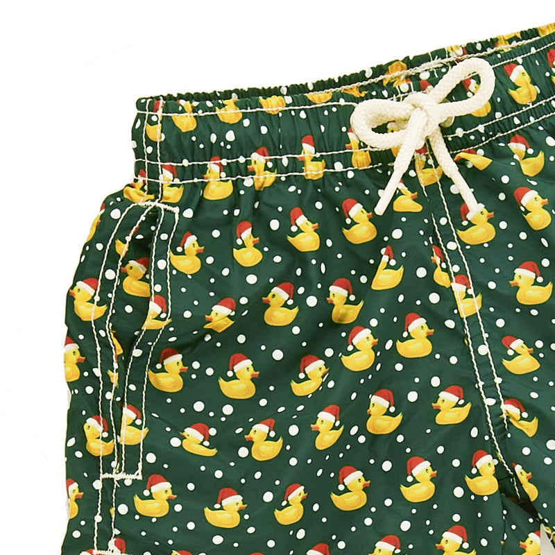 Boy light fabric swim shorts with Christmas ducky print