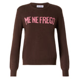 Woman brushed sweater with Me Ne Frego print