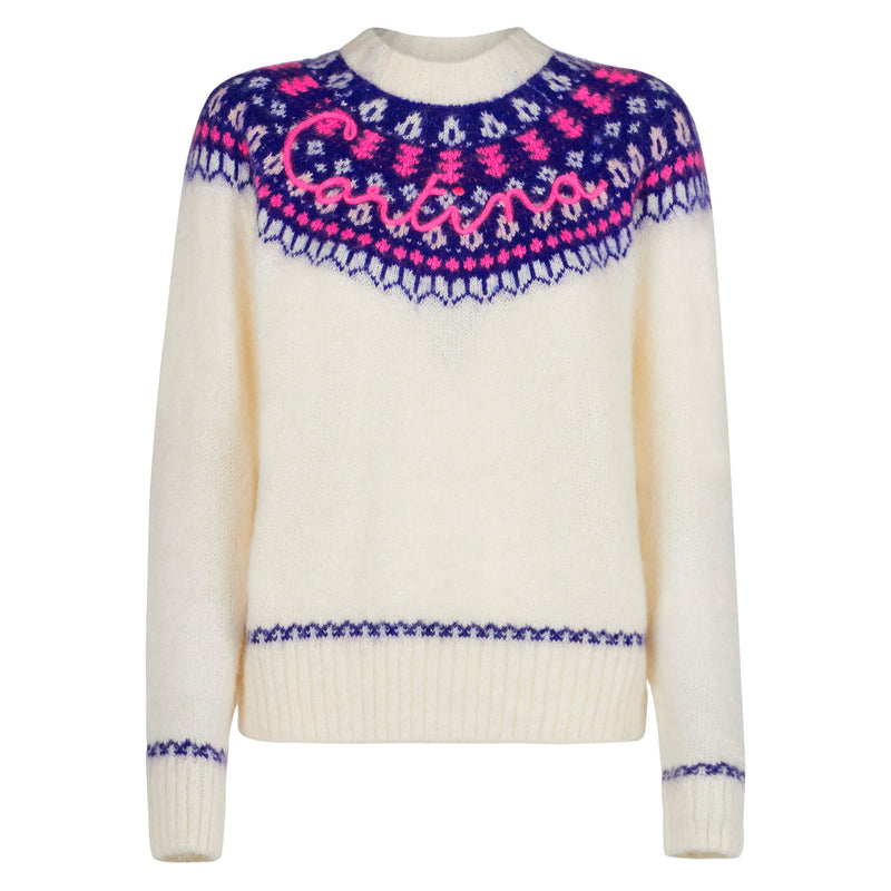 Woman nordic sweater with Cortina embroidery