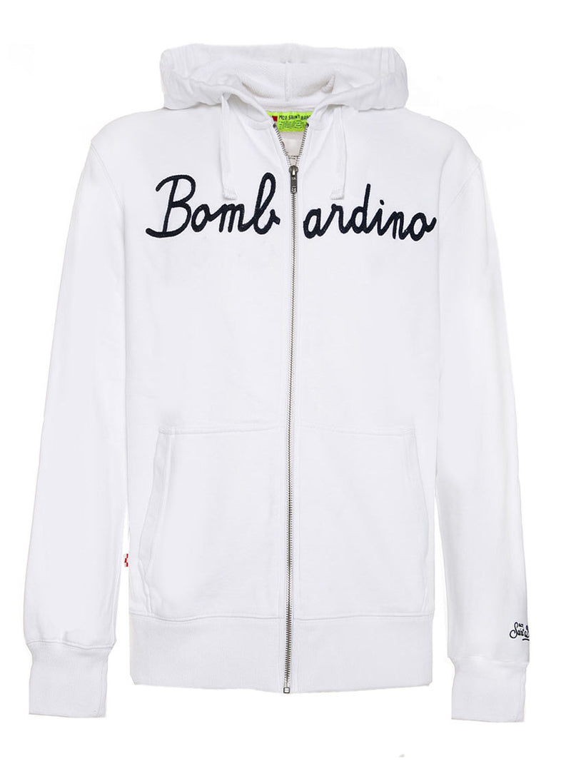 White man sweatshirt Bombardino front embroidery