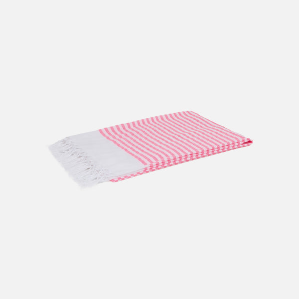 Asciugamano in cotone ultraleggero a righe rosa fluo