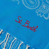Weicher blauer Fouta-Jacquard mit Bandana-Print