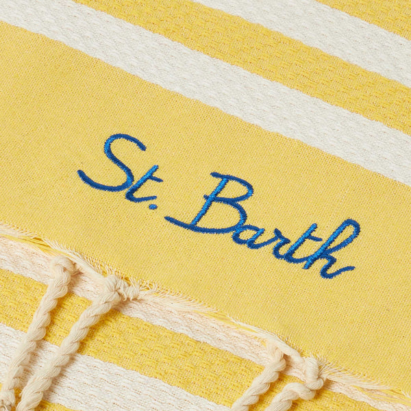 Fouta classic honeycomb with white and yellow stripes