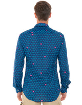 Man muslin cotton Sikelia shirt with rooster print
