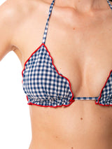 Woman triangle bikini with gingham print