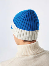 Man knit beanie with Bombardino embroidery