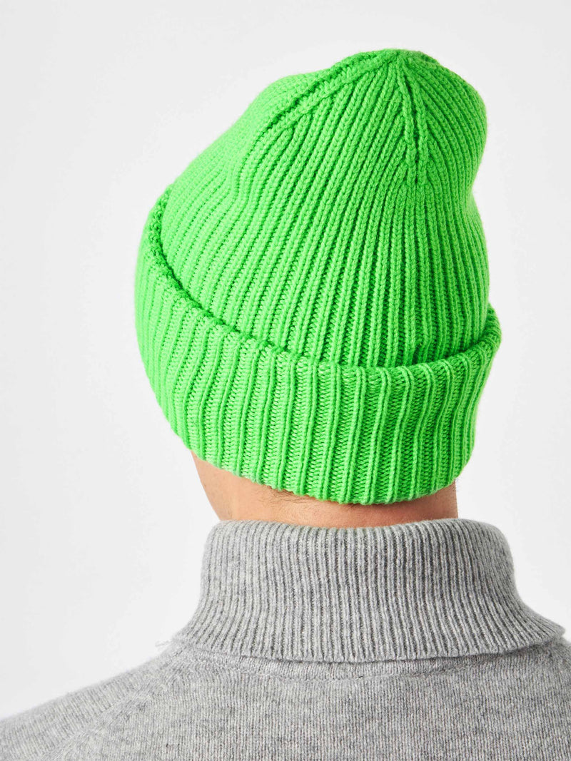 Man fluo green knit beanie