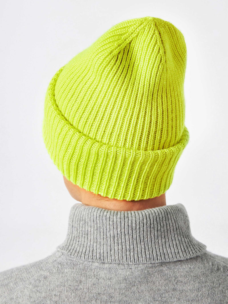 Man fluo yellow knit beanie