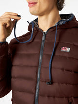 Man double face brown down jacket
