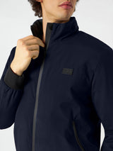 Man blue bomber jacket with sherpa lining