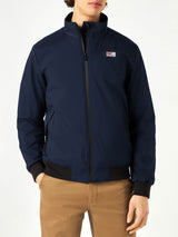 Man blue bomber jacket with furry lining