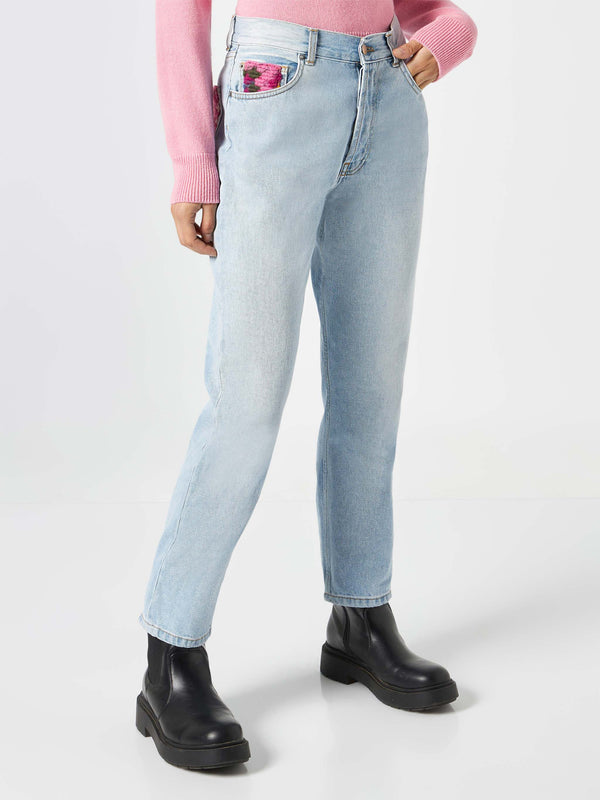 Jeans da donna con tasche in crochet