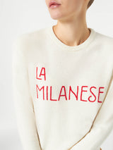 Woman sweater with La Milanese embroidery | Michela Proietti Co-Lab