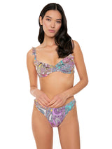 Paisley print underwired bralette bikini