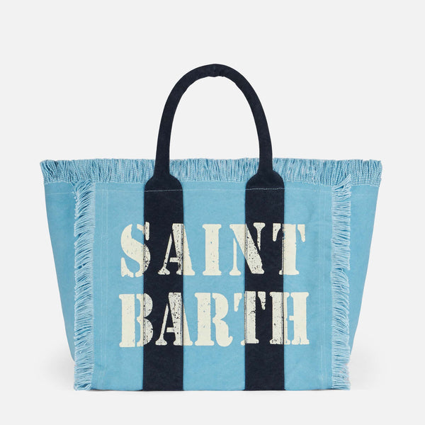 Borsa a spalla Vanity in canvas con logo Saint Barth