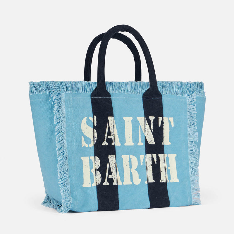 Vanity canvas shoulder bag with Saint Barth logo