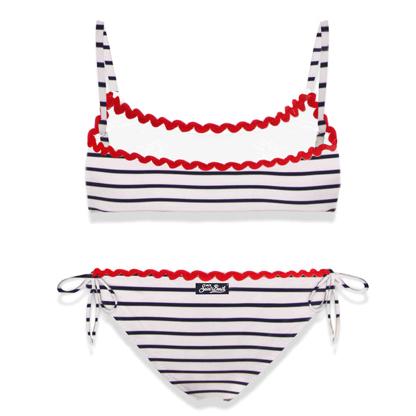 Mädchen-Bikini-Badeanzug mit Miami-Stickerei