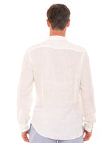 Camicia da Uomo in Lino ricamata bianco sporco
