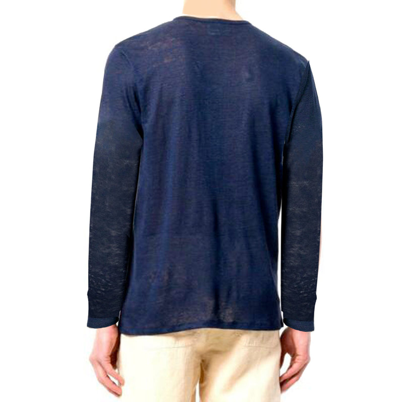 T-Shirt Man Blue Navy Linen