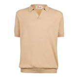 Man beige knitted polo t-shirt