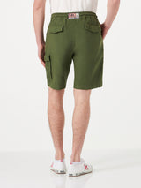 Man linen militrary green bermuda shorts