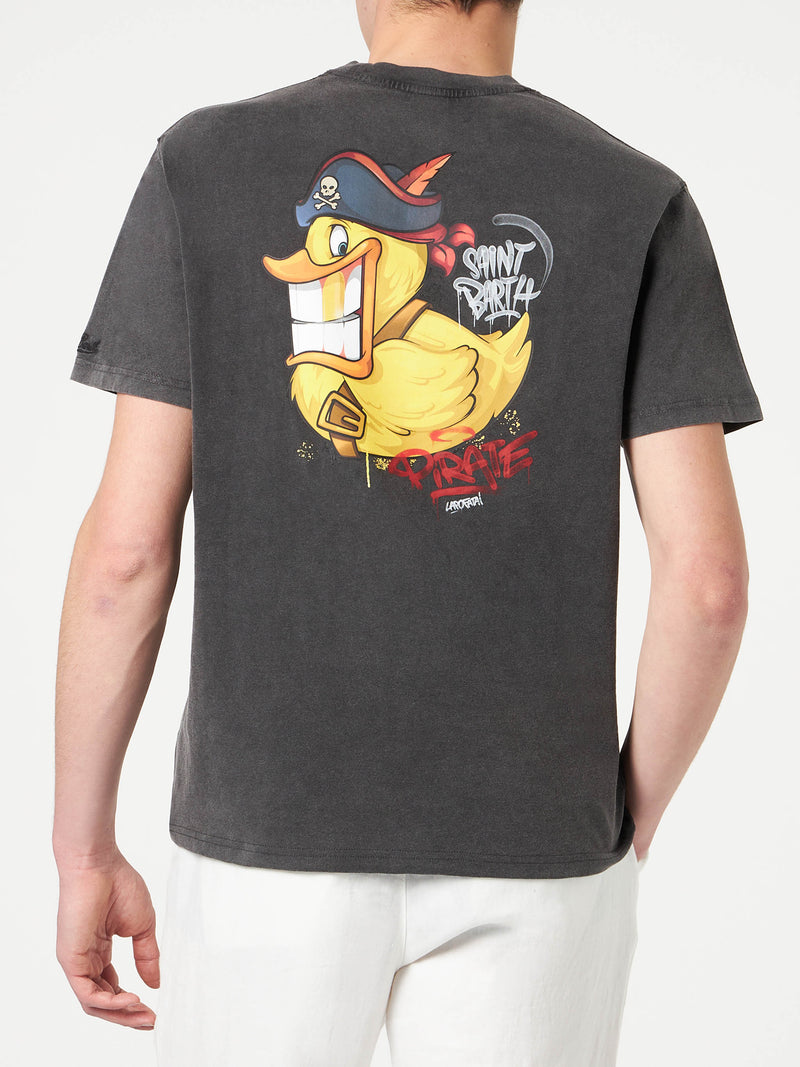 Herren-T-Shirt aus Baumwolle mit „Captain Duck“-Aufdruck auf Vorder- und Rückseite | CRYPTO PUPPETS® SONDERAUSGABE