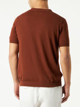 Braunes gestricktes Polo-T-Shirt für Herren