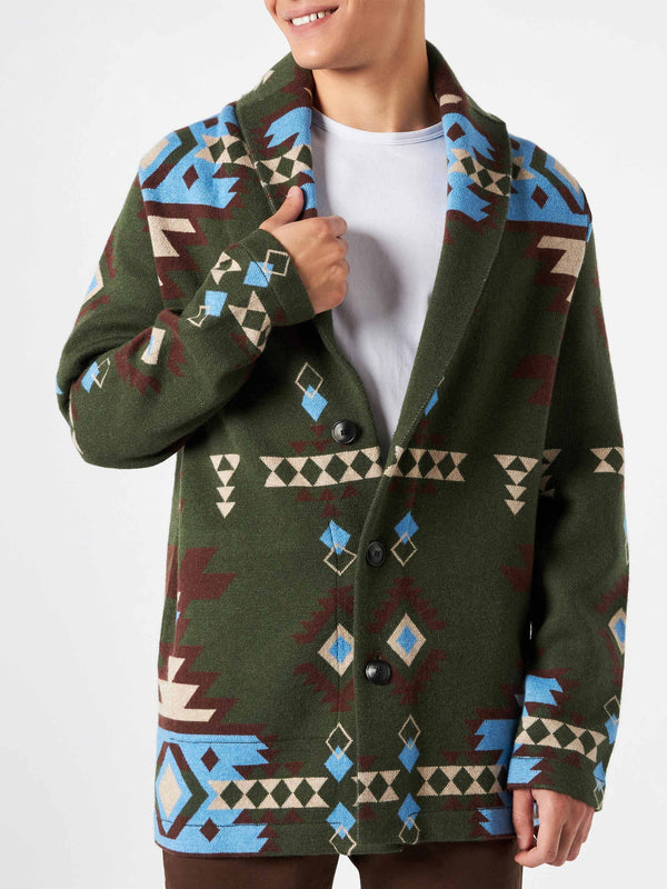 Man knit jacket with embroidery