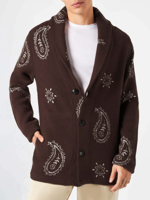 Man knit jacket with Paisley print