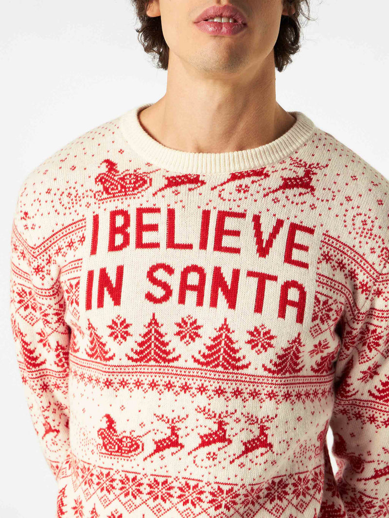 Man white sweater with Christmas print