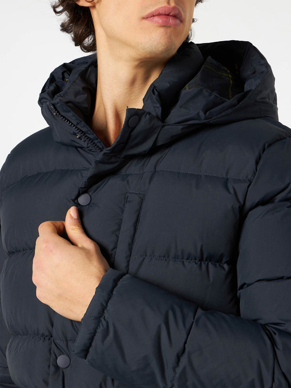 Blue Hooded Down Padded Jacket