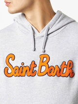 Man cotton hooded sweatshirt with patch